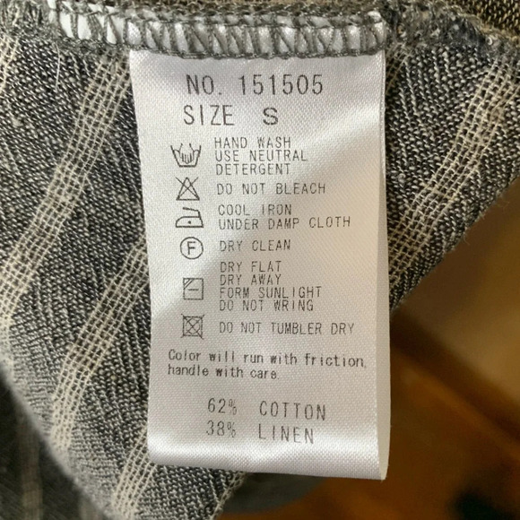 Moyuru Asymmetrical Pullover Oversized Cotton Linen Gray Striped Tunic Lagenlook - Picture 9 of 12